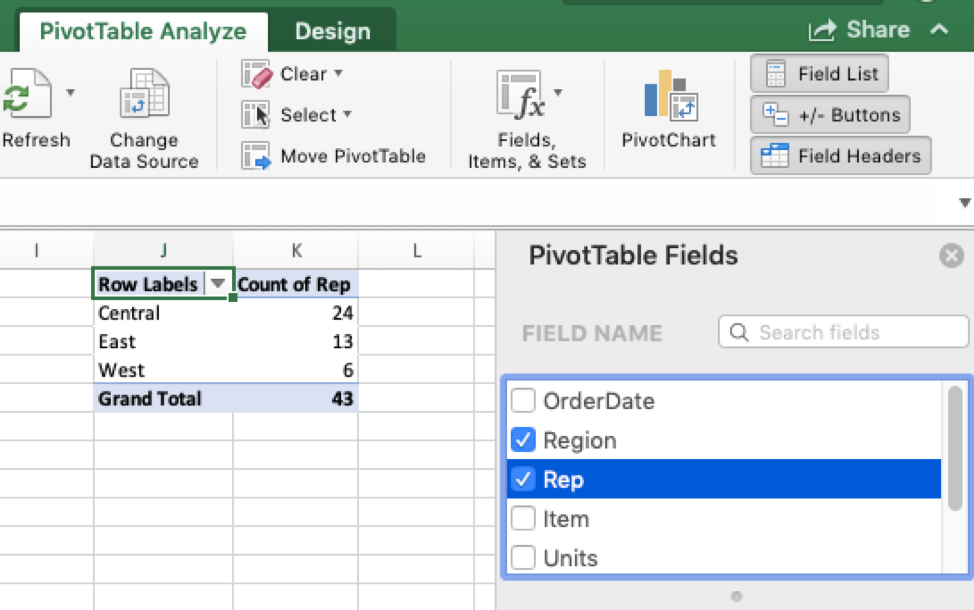 Excel Pivot Table