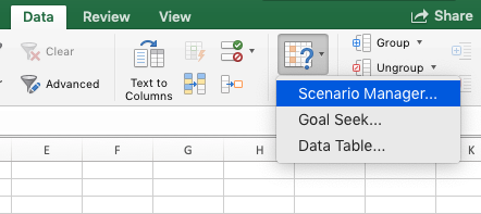 Excel Scenario Manager